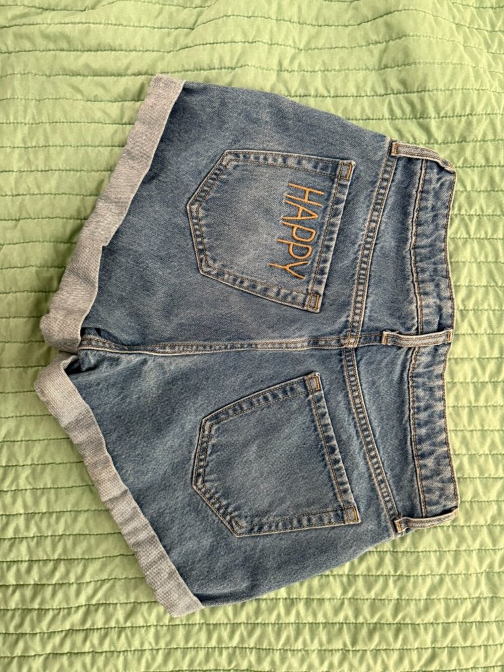 Wild Fable "Happy" embroidered cuffed jean shorts